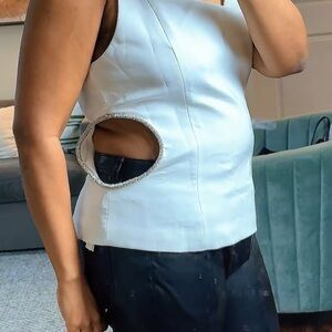 Zara White Top with Silver Accents